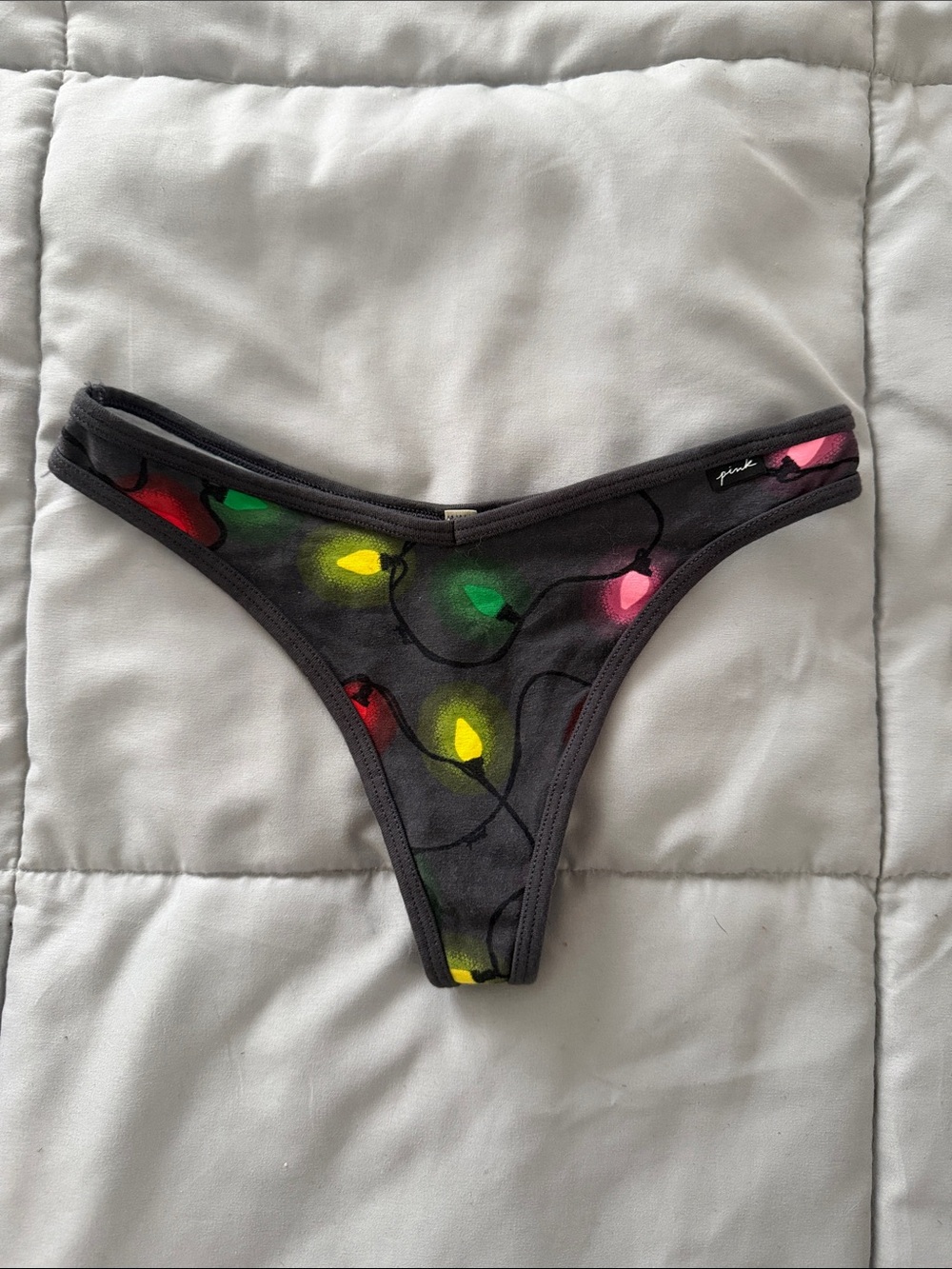 Victoria’s Secret pink small holiday lights thong